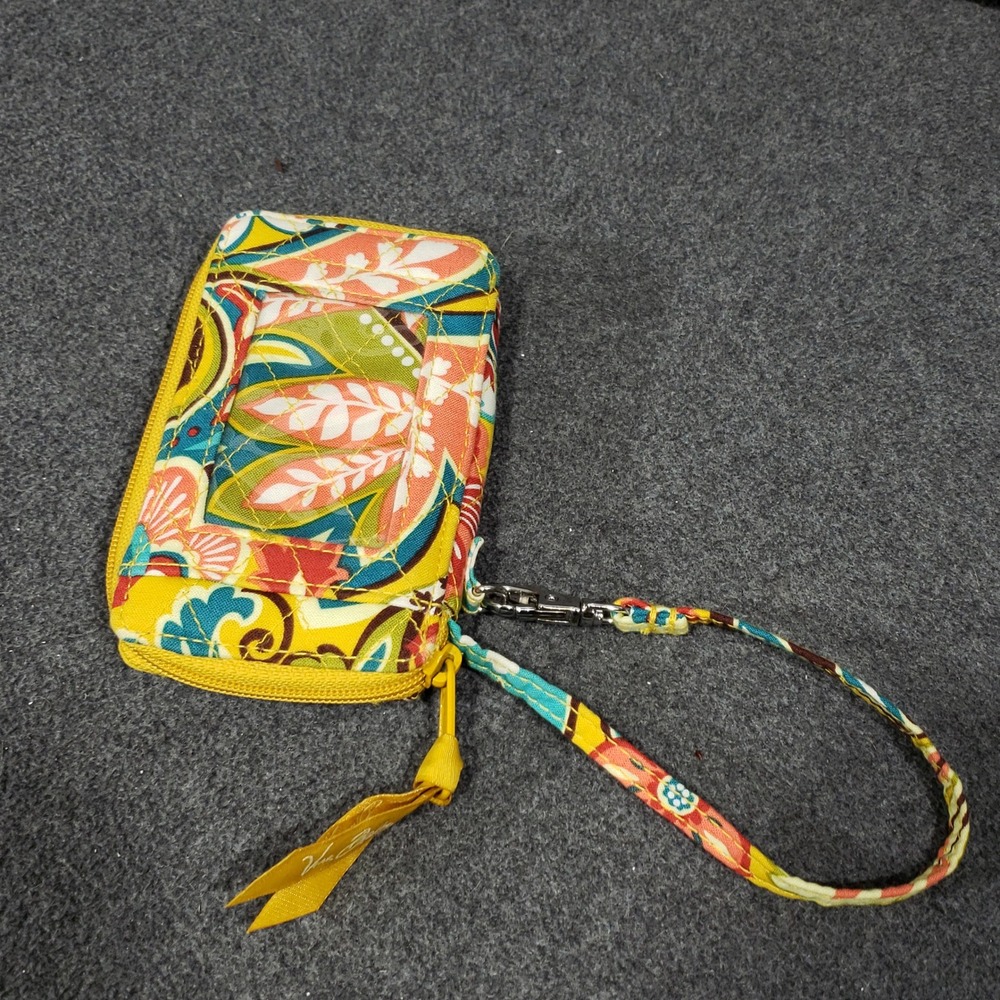 Vera Bradley Wristlet Quilted Zip Around Wallet ID Window Provencal‎ Yellow